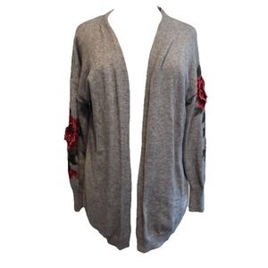 Dreamers Sweater Open‎ Long Sleeves Size Medium 3D Roses